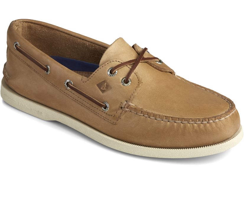 AUTHENTIC ORIGINAL BOAT SHOE | Sperry Top Sider Men's Authentic Original 2 Eye 0197632 Loafer Shoes-STONE/Oatmeal Boat Shoes-Made in USA