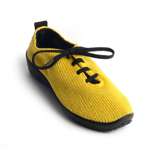 LS Yellow Vegan Knit Lace Sneakers