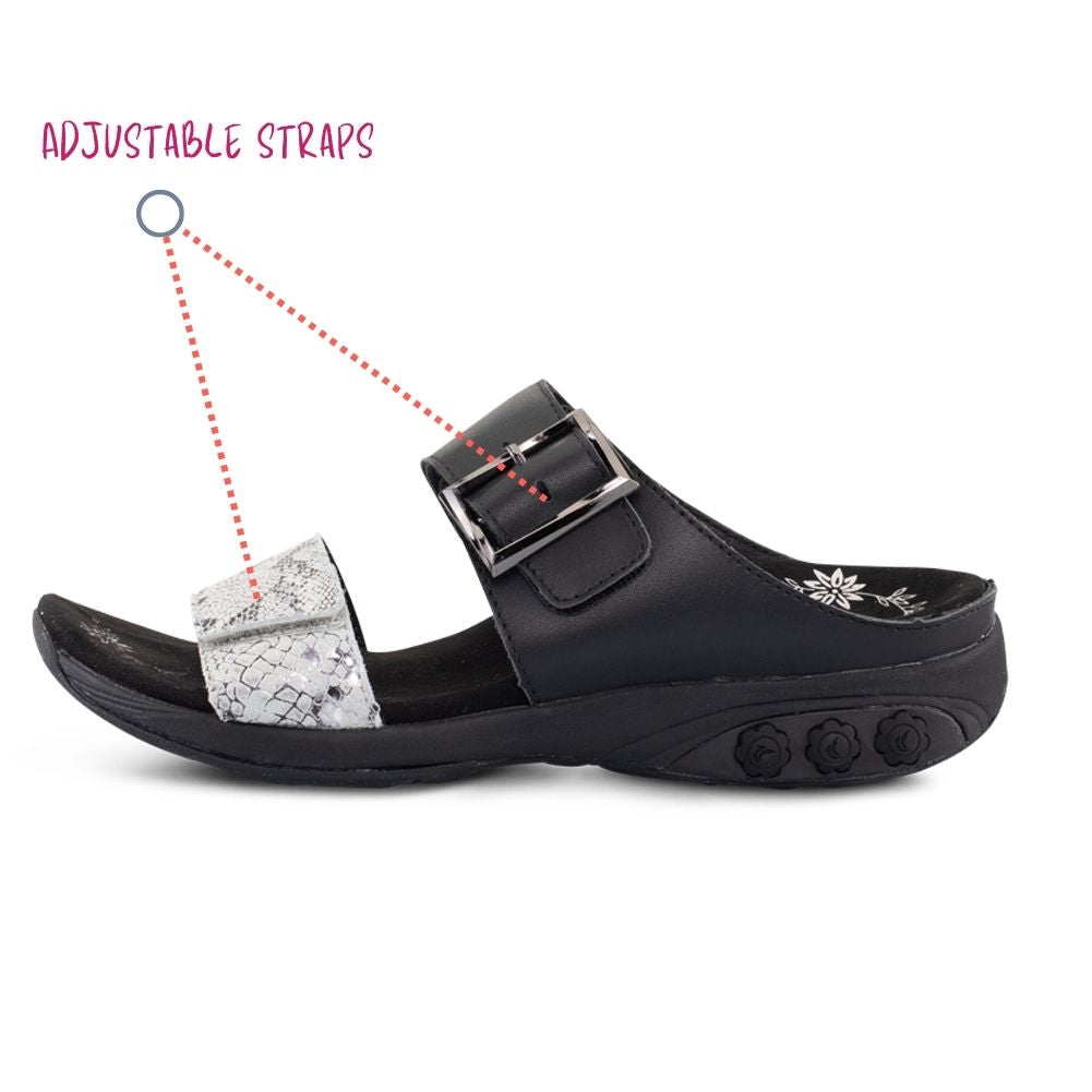 MANDY BLACK | Mandy Women’s Color Block Leather Sandal -Brandy
