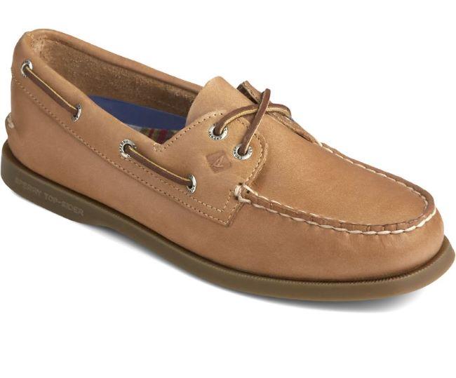 Women's Authentic Original Boat Shoe A/O SAHARA | Women's Sperry AUTHENTIC ORIGINAL Boat Shoes-Sahara Leather-9155240-Made in USA-BRANDY`S SHOES