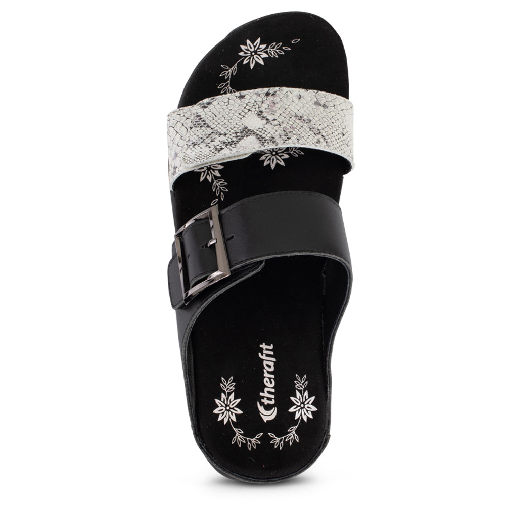 MANDY BLACK | Mandy Women’s Color Block Leather Sandal -Brandy