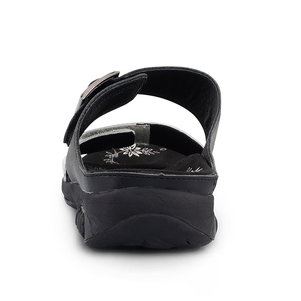 MANDY BLACK | Mandy Women’s Color Block Leather Sandal -Brandy