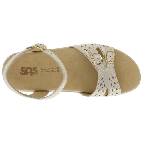 Duo Gold Linen Buckle Sandals