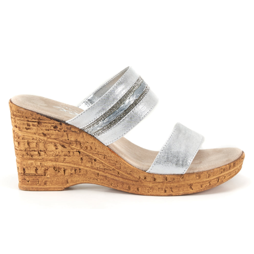 Women's ONEX Amelia Silver Wedge Slide Sandals