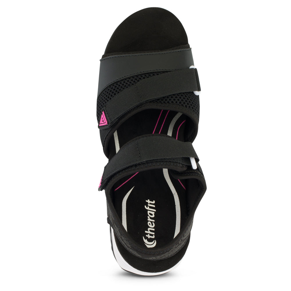 MIA BLACK | Therafit Mia Women's Water Resistant Adjustable Sport Sandal - for Plantar Fasciitis/Foot Pain-Brandy