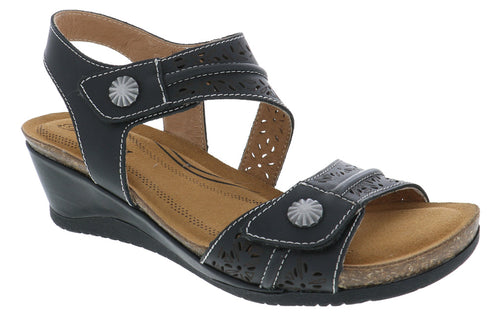 MIA BLACK | Biza MIA Black Women’s Wedge Sandal-Made in USA-Brandy's Shoes