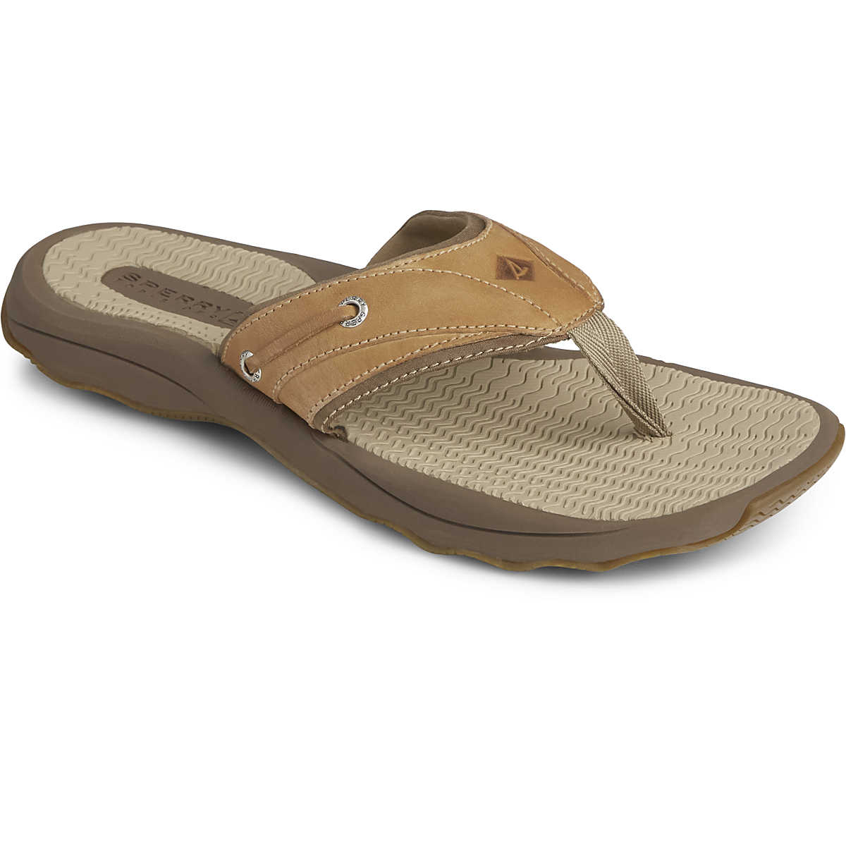 OUTER BANKS TAN | Sperry Men's Tan Outer Banks Flip Flop-STS17567-Made in USA-Brandy's Shoes