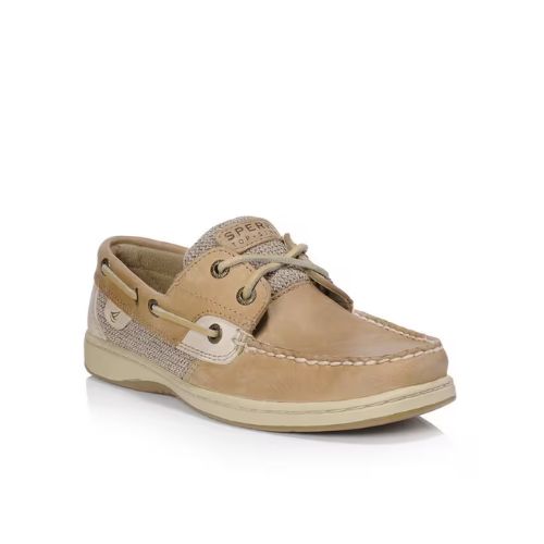 Sperry Womens Brown Pink White Trim 2 Eye Boat Shoes