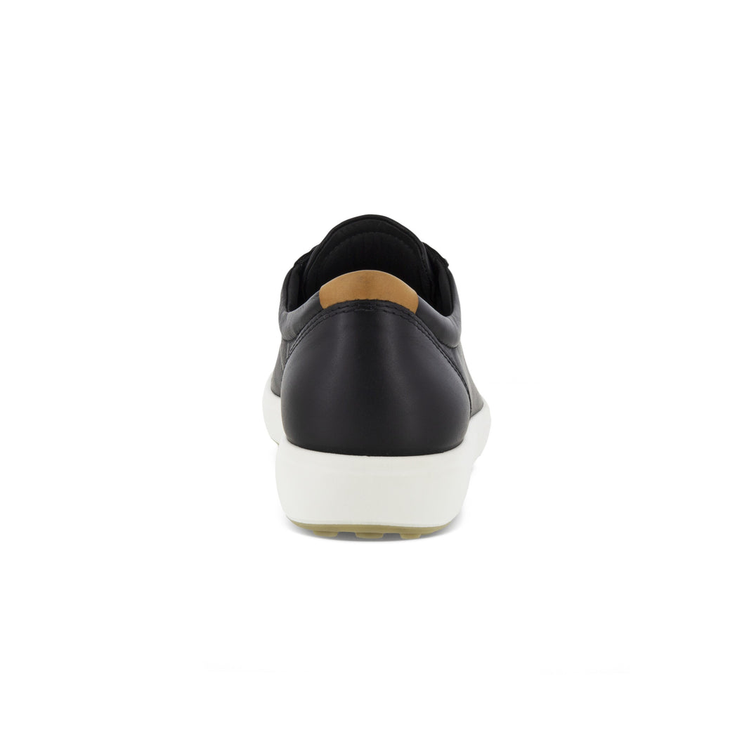 SOFT 7 SNEAKER BLK | Ecco Soft 7 430003 01001 Ladies Black Leather Arch Support Lace Up Shoes-Brandy