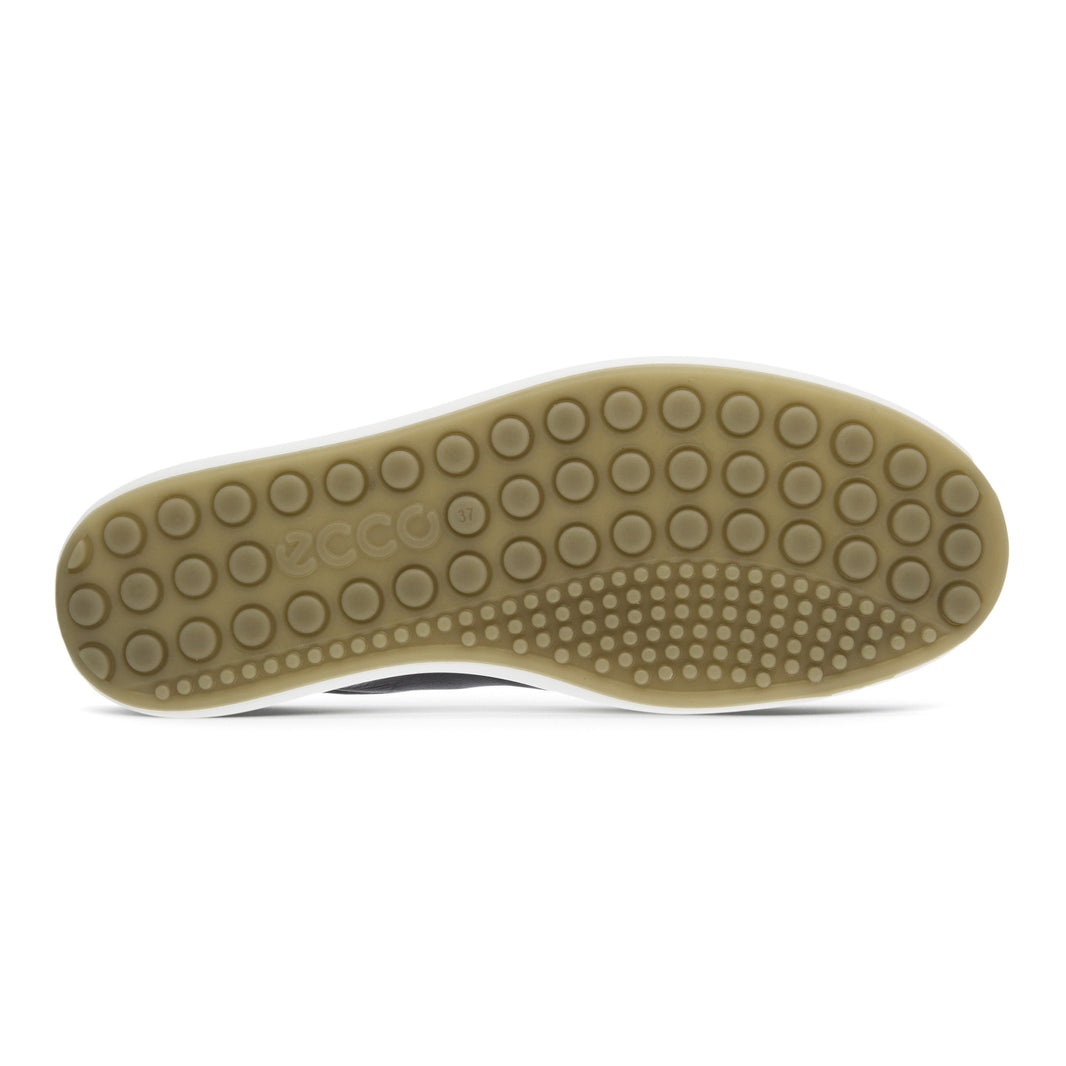 SOFT 7 SNEAKER BLK | Ecco Soft 7 430003 01001 Ladies Black Leather Arch Support Lace Up Shoes-Brandy