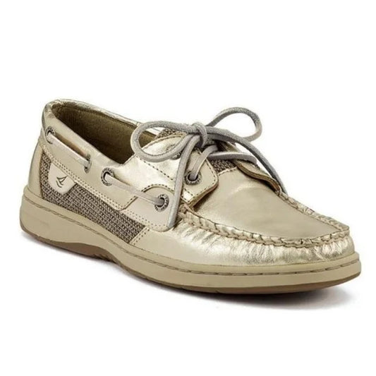 BLUEFISH PLATINIUM | SPERRY TOP SIDER |Women BLUEFISH 2 EYE Water Resistant Leather | BOAT SHOE | SIZE 8.5 Made in USA
