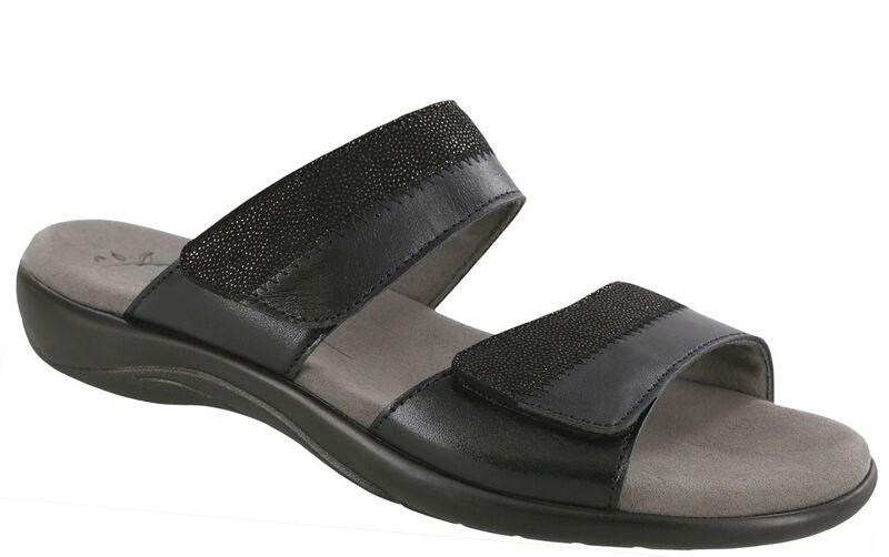 MIDNIGHT | SAS Women's Nudu Slide Black/Midnight Leather Sandal-NUDU SLIDE350-Made in USA-Brandy's Shoes