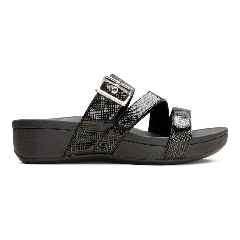 RIO BLACK LIZARD | Vionic Womens Pacific Rio Platform Sandal - Ladies Adjustable Slide Sandal with Concealed Orthotic Arch Support-Brandy