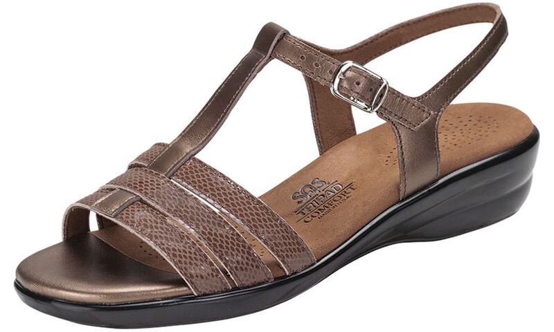 CAPRI BRONZE SNAKE | SAS Women's Capri Bronze Snake T-Strap Sandal-CAPRI232-Made in USA-Brandy's Shoes