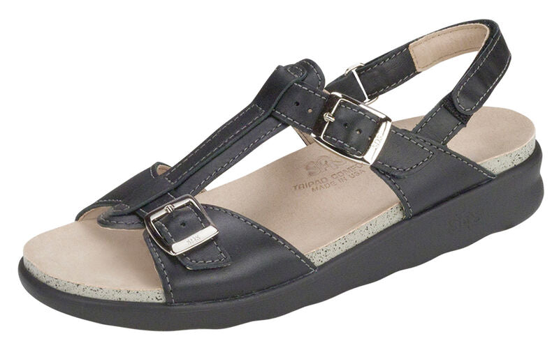CAPTIVA BLACK | SAS Women's Captiva Black T-Strap Sandal-CAPTIVA013-Made in USA-Brandy's Shoes