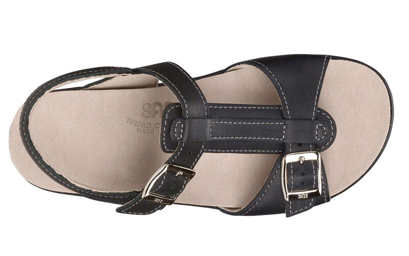 CAPTIVA BLACK | SAS Women's Captiva Black T-Strap Sandal-CAPTIVA013-Made in USA-Brandy's Shoes