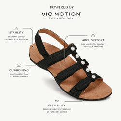Vionic Amber Pearl Adjustable Sandal - Black