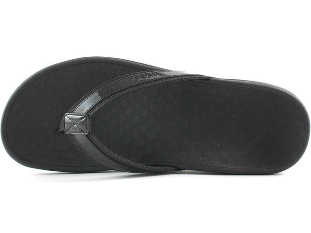 Vionic Black Tide II Leather Toe Post Orthopedic Flip Flop Sandal | Vionic Tide II - Women's Flip Flop-Brandy