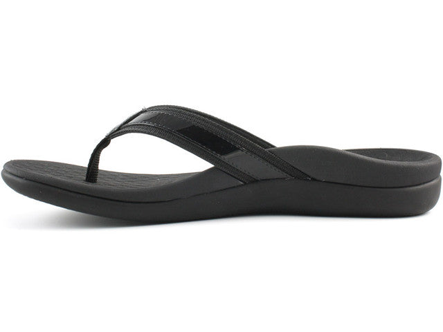 Vionic Black Tide II Leather Toe Post Orthopedic Flip Flop Sandal | Vionic Tide II - Women's Flip Flop-Brandy