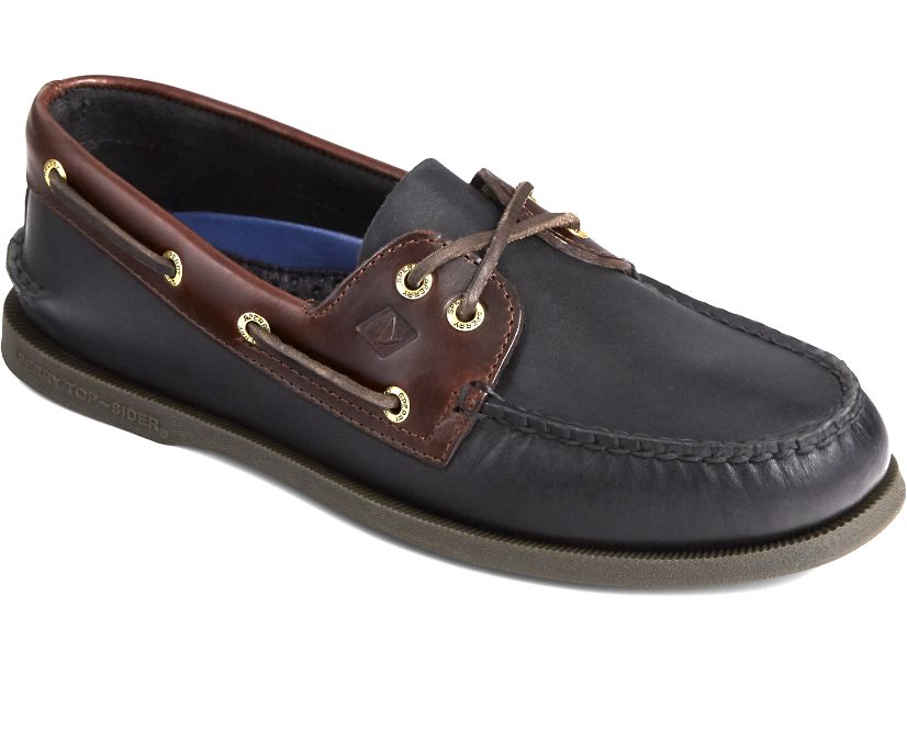 AUTHENTIC ORIGINAL BOAT SHOE | Sperry Top Sider Men's Authentic Original 2 Eye 0191486 Loafer Shoes-Black Amaretto Boat Shoes-Made in USA