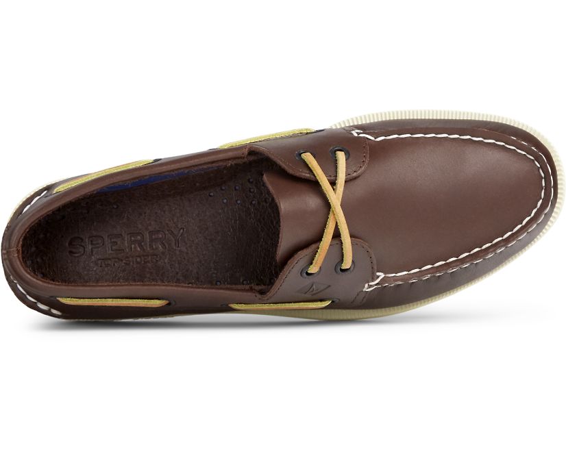 AUTHENTIC ORIGINAL BOAT SHOE | Sperry Top Sider Men's Authentic Original 2 Eye 0195115 Loafer Shoes-Classic Brown Boat Shoes-Made in USA