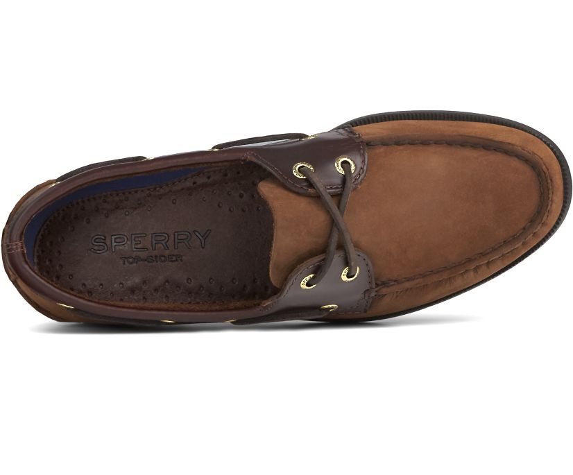 AUTHENTIC ORIGINAL BOAT SHOE | Sperry Top Sider Men's Authentic Original 2 Eye 0195412 Loafer Shoes- TAN/Brown Buck Boat Shoes-Made in USA