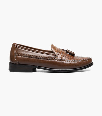 PISA COG | Mens Florsheim Men's Shoes Pisa Cognac Crocodile Print Leather Loafer-Brandy