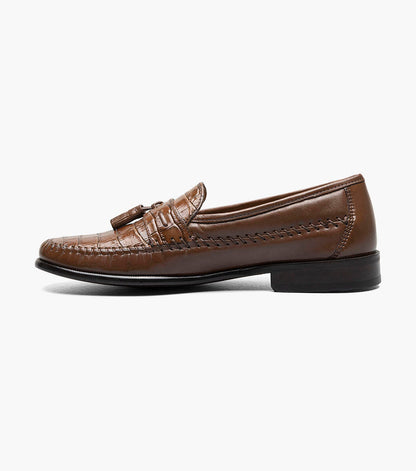 PISA COG | Mens Florsheim Men's Shoes Pisa Cognac Crocodile Print Leather Loafer-Brandy