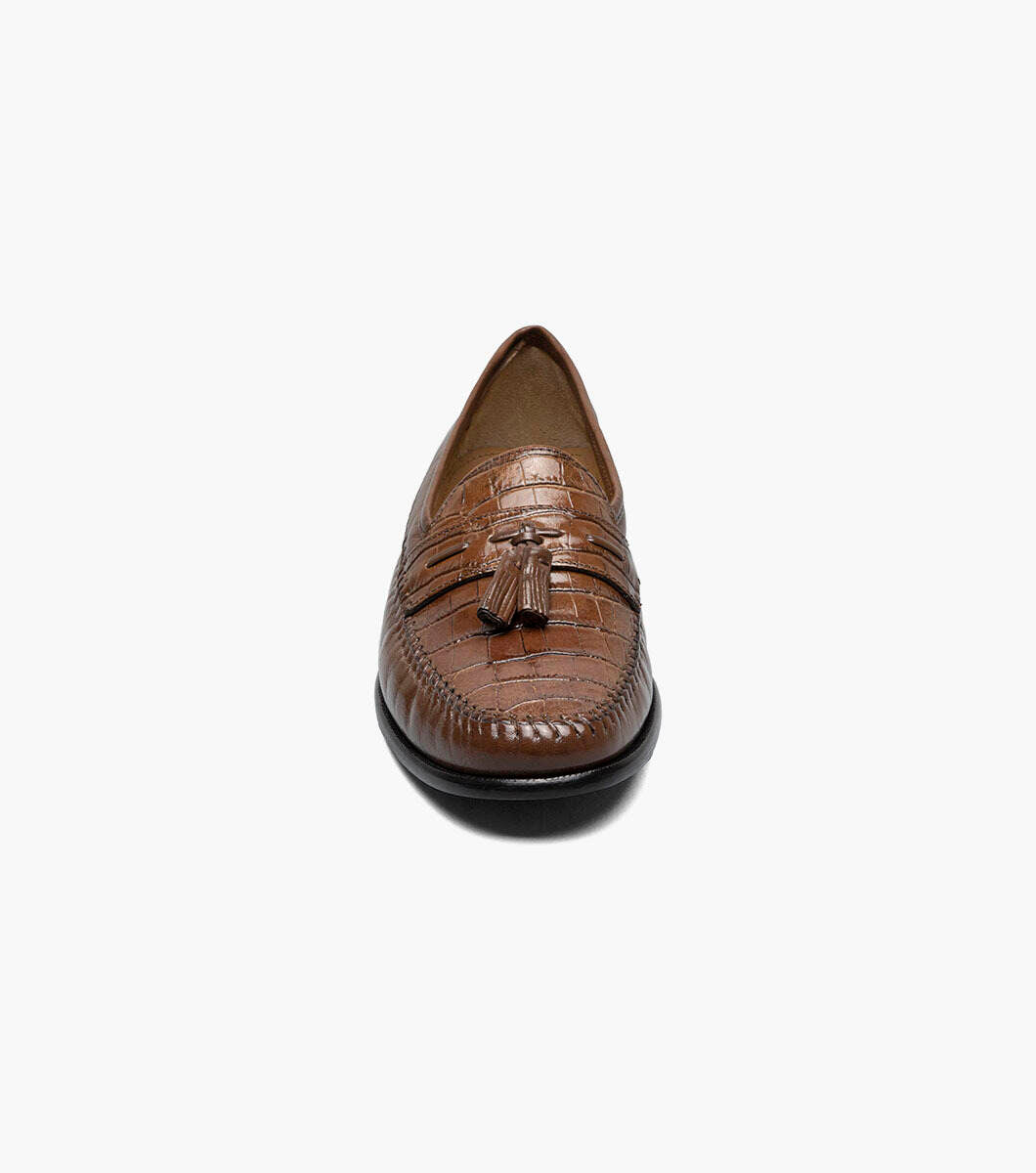 PISA COG | Mens Florsheim Men's Shoes Pisa Cognac Crocodile Print Leather Loafer-Brandy