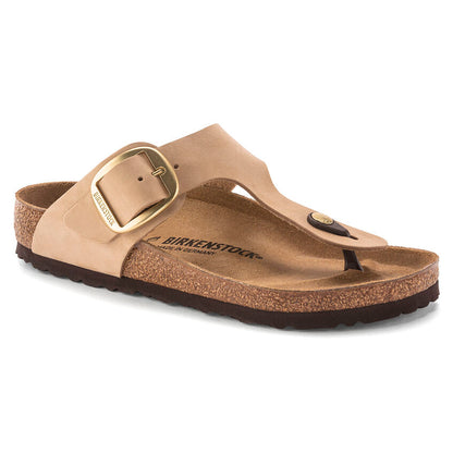 GIZEH SAND | Birkenstock Women's Gizeh Sand Big Buckle Nubuck Leather Thong Sandals-1023966-Made in Germany-Brandy's Shoes