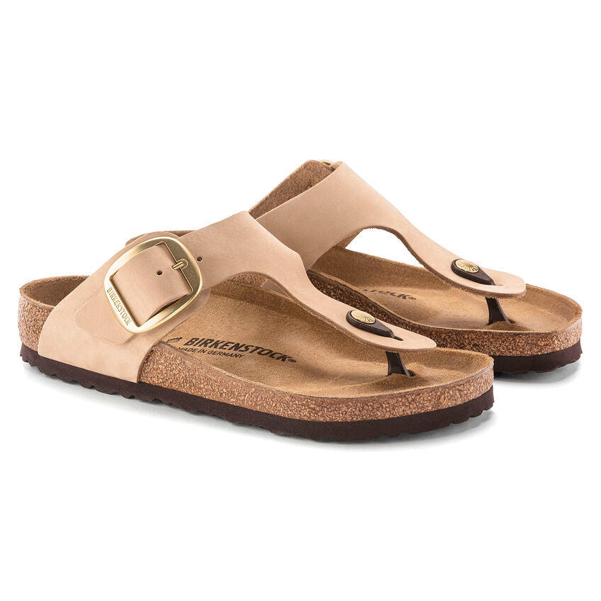 GIZEH SAND | Birkenstock Women's Gizeh Sand Big Buckle Nubuck Leather Thong Sandals-1023966-Made in Germany-Brandy's Shoes