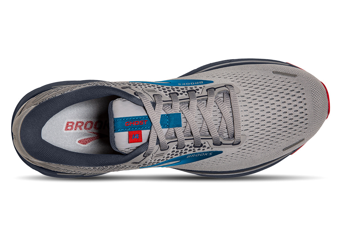 Ghost 14 Men's road-running shoes  GREY//Blue/Red | Brooks Ghost 14 running shoes for men-110369-078-Brandy