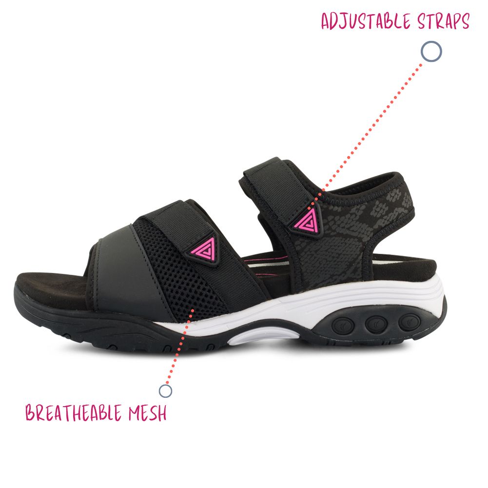 MIA BLACK | Therafit Mia Women's Water Resistant Adjustable Sport Sandal - for Plantar Fasciitis/Foot Pain-Brandy