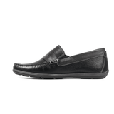 INTREPID BLACK MULTI | Florsheim Men's Intrepid Moc Toe Penny Driver Loafer, Black Milled with Brown Smooth-Brandy