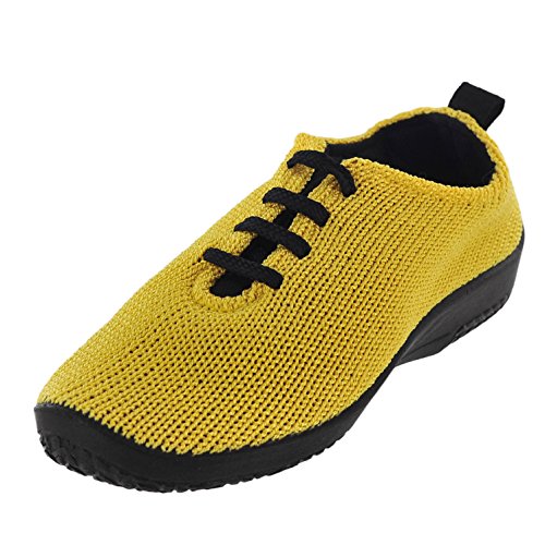 LS Yellow Vegan Knit Lace Sneakers