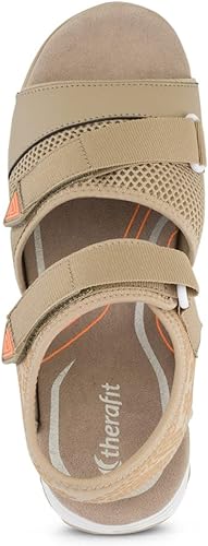 MIA TAN | Therafit Mia Women's Water Resistant Adjustable Sport Sandal - for Plantar Fasciitis/Foot Pain-Brandy