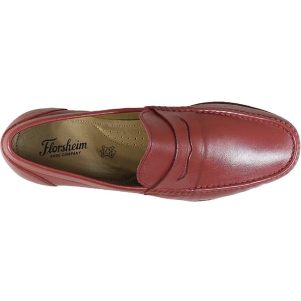 BEAUFORT RED | Florsheim Mens Shoes Beaufort Moc Toe Penny Loafer Slip On Leather Red 11869-600-Brandy