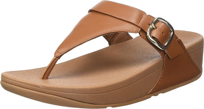 LULU ADJUSTABLE TAN | FitFlop ES8592-060 LULU Adjustable Leather Toe-Post Sandals Light Tan US-Brandy
