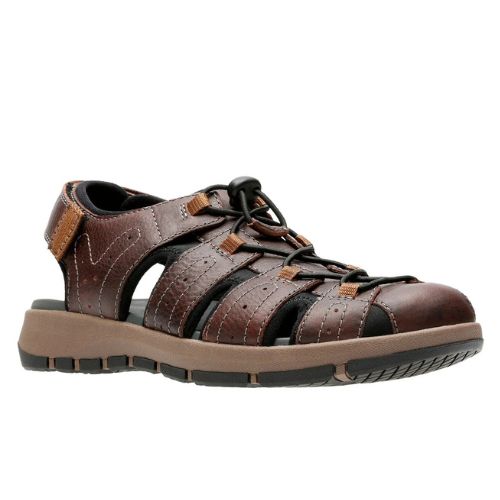 Clarks Leather Men's Brixby Cove Fisherman Dark Brown Sandal