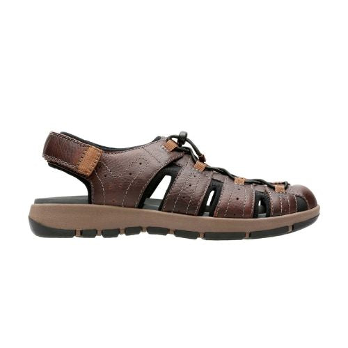 Clarks Leather Men's Brixby Cove Fisherman Dark Brown Sandal