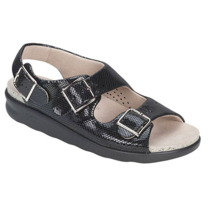 Relaxed Heel Strap Black Sandal
