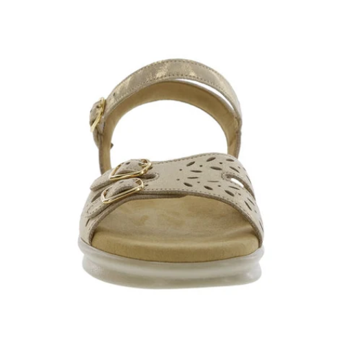 Duo Gold Linen Buckle Sandals