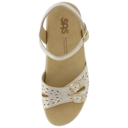 Duo Gold Linen Buckle Sandals