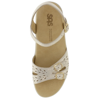 Duo Gold Linen Buckle Sandals