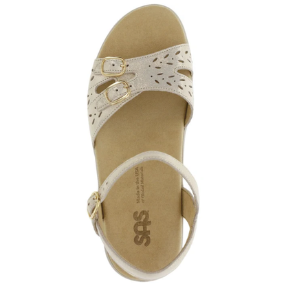 Duo Gold Linen Buckle Sandals