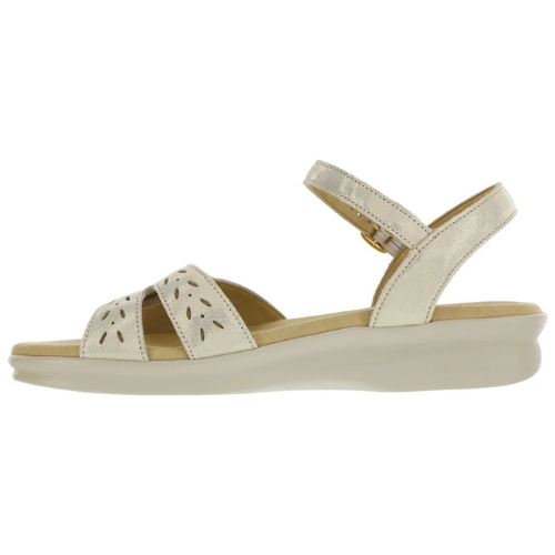 Duo Gold Linen Buckle Sandals