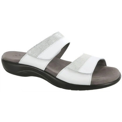 SAS Nudu Women's Adjustable Slide Sandal – White/Silver
