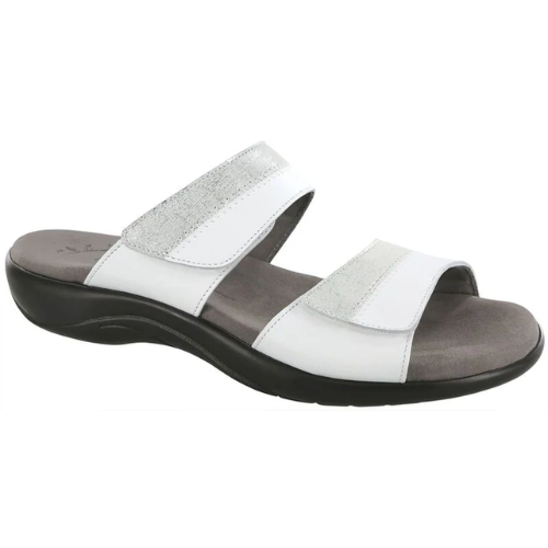 SAS Nudu Women's Adjustable Slide Sandal – White/Silver