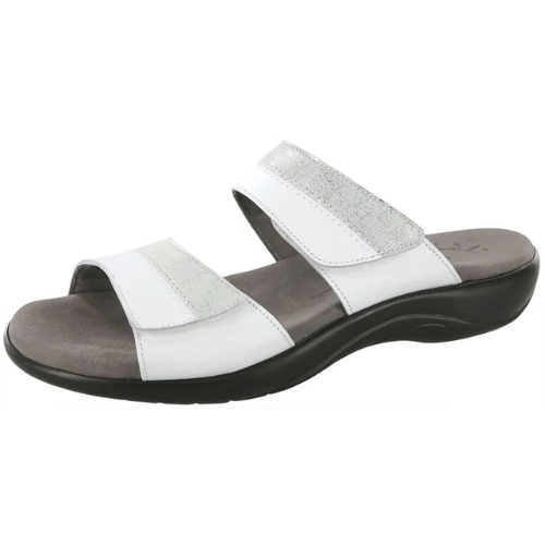 SAS Nudu Women's Adjustable Slide Sandal – White/Silver