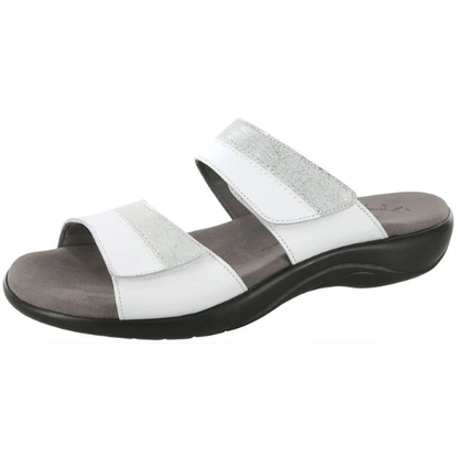 SAS Nudu Women's Adjustable Slide Sandal – White/Silver